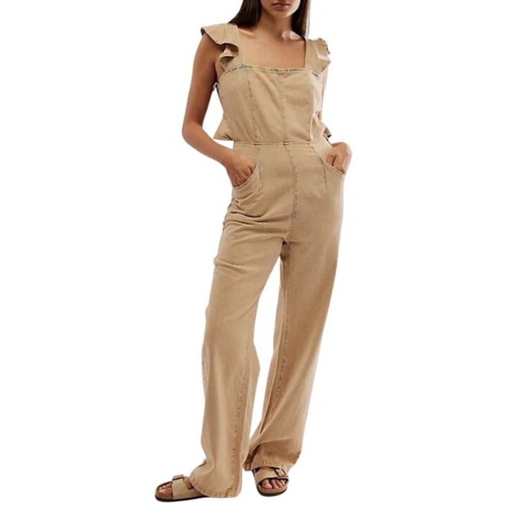 Stylish Tan Jumpsuit - Picture 3 of 14